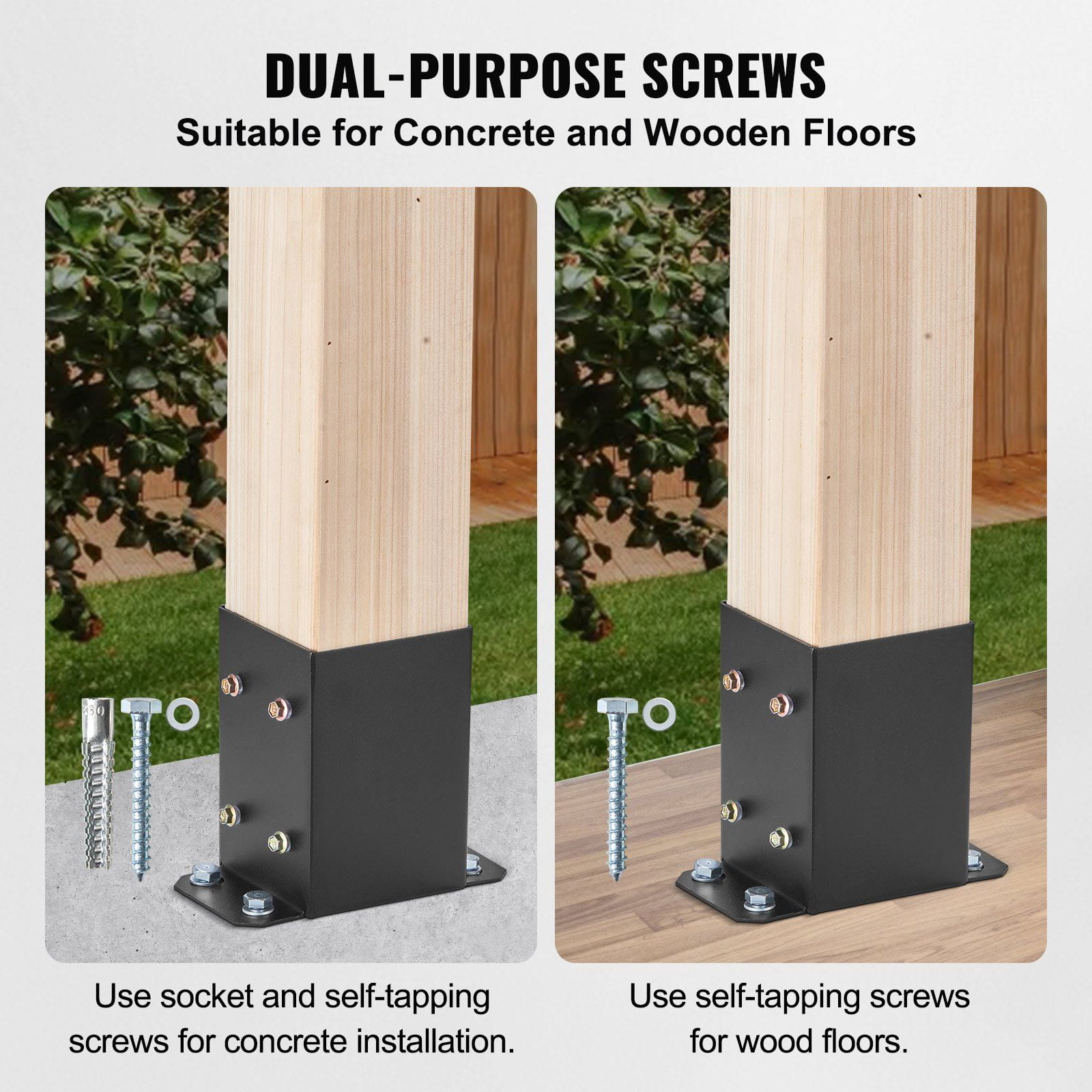 4x4 Post Base 4Pcs, Steel Bracket, 3.6" Inner Size Anchor for Pavilion Deck Support