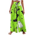 thumbnail image 2 of WXLWZYWL Halloween Pants for Women Women's Comfy Stretch Pants Casual Palazzo Sweatpants Bat Print Drawstring Wide Leg Pant Lounge Elastic Waist Sweatpant, 2 of 6
