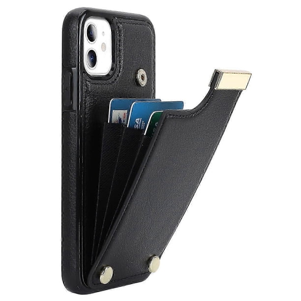 For iPhone 11 Cover TPU PU Leather Metal Decor Shockproof Cell Phone Case with Card Holder