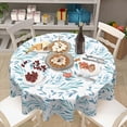 thumbnail image 6 of Spring Blue Leaf Tablecloth Round 60 Inch Summer Watercolor Teal Leaves Table Cloth Rustic Farmhouse Polyester Fabric Table Cover for Kitchen Dining Room Party Home Decor, 6 of 6