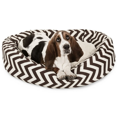 UPC: 0788995542254 | Majestic Pet | Chevron Sherpa Bagel Pet Bed For Dogs  Chocolate  Medium