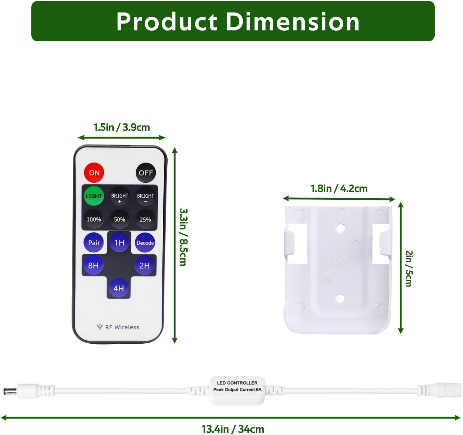 JJEAN-Updated Mini Remote Control for Single Color LED Strip Lights, RF Dimmer for 12V DC LED Ribbon, LED Neon Sign, Wireless Remote Control for Dimmable 3528 5050 Under Cabinet Puck Lights(Single Co