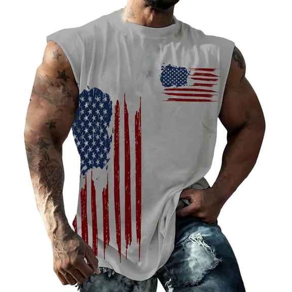 Afdoent Tank Tops Men 4Th Of July American Flag Patriotic Shirt Mens United States Independence Day Sleeveless Tops Summer Beach Daily Wear