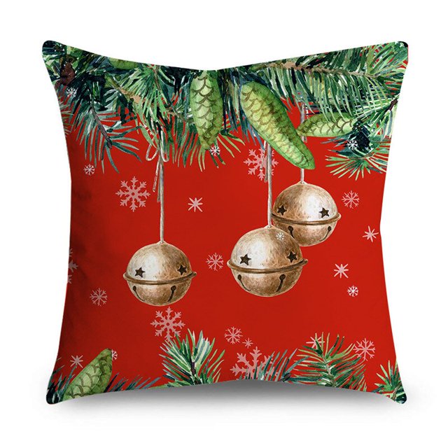 Fundas de almohada de Navidad para sofá, decoración del hogar, 40/45/50cm, bolas de adorno, campanas de bayas de acebo