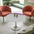 thumbnail image 4 of Herringbone Pattern Elastic Fitted Round Table Cover Vintage Turquoise Purple Grey Waterproof Outdoor Tablecloth for Holiday Party, Picnic, Patio & Dining Fits Tables Up to 45"-54", 4 of 8