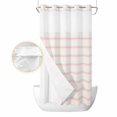 thumbnail image 2 of Pink Striped No Hook Shower Curtain Waterproof, Bathroom Curtains with Snap in Liners and See Through Top Window, Rustic Pink Stripe Modern Art Beige Hotel Style Bathtub Curtains Shower 54"Wx78"L, 2 of 8