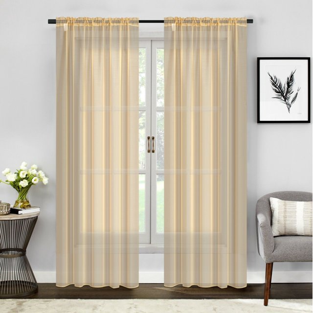 Empire 2 Pièces Voilage Rideaux de Fenêtre Ensemble 84" Longue Tige Poche