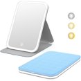 thumbnail image 1 of Travel Makeup Mirror &#*.&#Portable LED Lighted Makeup Mirror Rotation Touch Screen Vanity Mirror Color Dimmable Lighting Rechargeable Tabletop Folding Cosmetic Mirro, 1 of 6