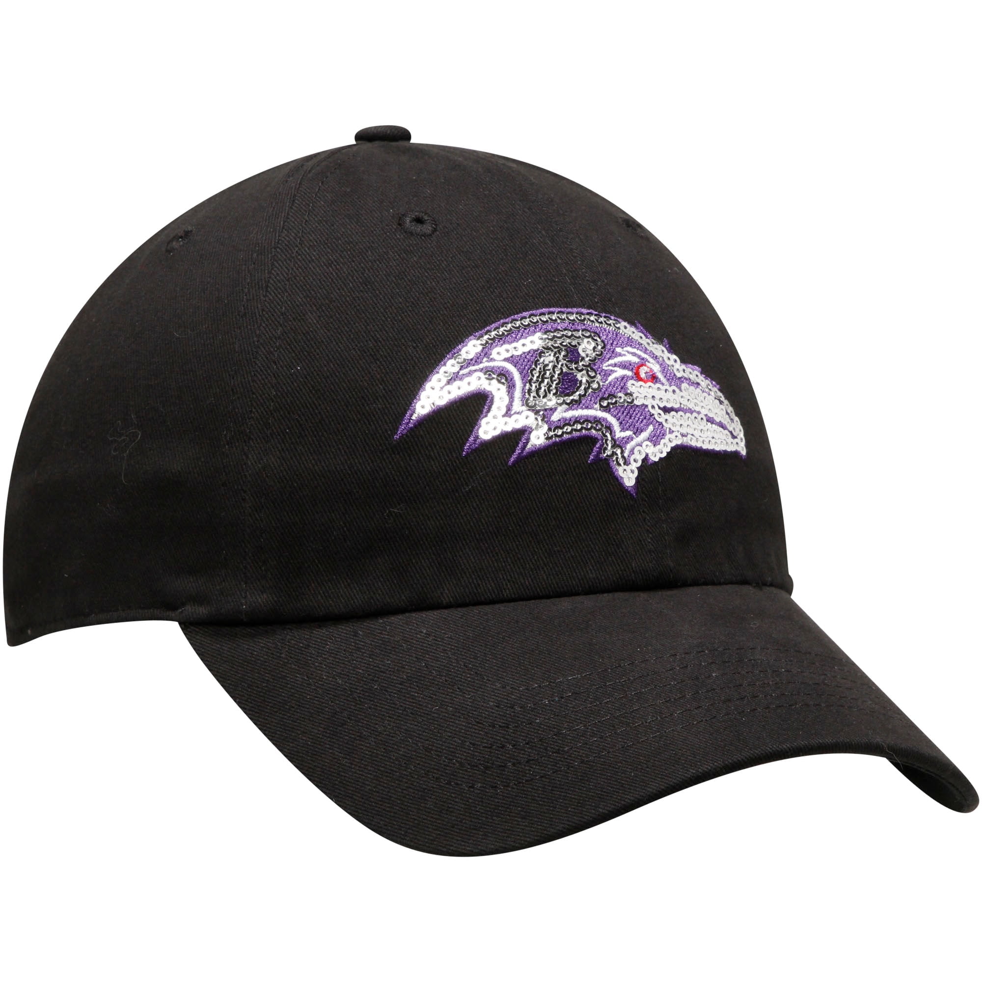 Women's Black Baltimore Ravens Team Color Sparkle Adjustable Hat - OSFA