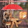 thumbnail image 4 of Comedero para ardillas Gnodry de madera para exterior con paraguas rojo, 4 of 6