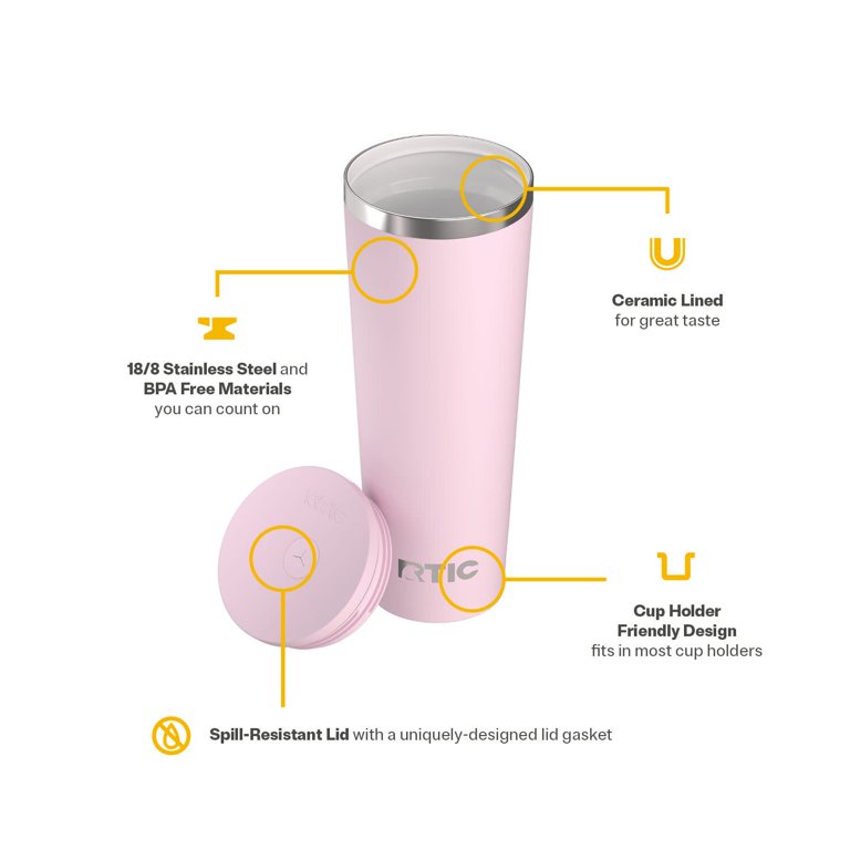 RTIC 28 oz Ceramic Lined Everyday Tumbler, Spill-Resistant Straw