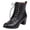 Black, variant on Womens Victorian Ankle Boots Retro Lace up Faux Leather Booties Round Toe Chunky Block Heel Winter Booties Warm Fleece Lined Granny Boots Black 6.5