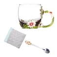 thumbnail image 1 of Kearding 350ml esmalte azul rosa flor taza de café de cristal 320ml Margarita leche té copas de vino whisky cóctel regalo chupito taza con cuchara Teteras Crisantemo Verde 320ML Kearding HA005099-03B, 1 of 6