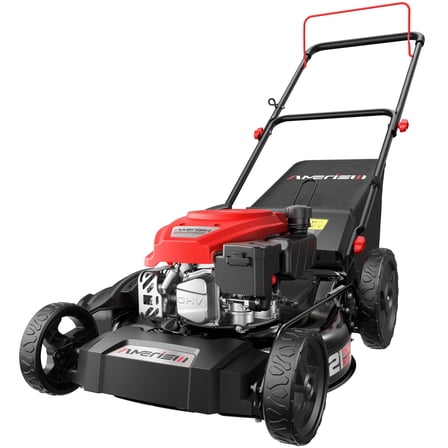 AMERISUN 21" STEEL DECK GAS LAWN MOWER 3-IN-1 PUSH MOWER AV8621P1 BLACK/RED