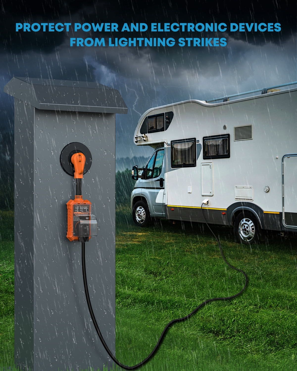 Kohree RV Surge Protector 50 Amp, 125V/250V 16000 Joules RV Circuit Analyzer with High/Low Voltage Protection for Camper Travel Trailers