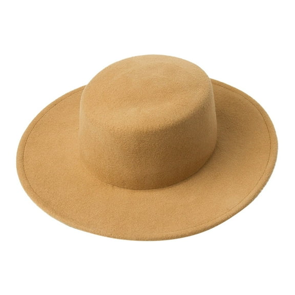 Holzkary Fedora Hat Wide Brim Summer Beach Sun Cap Panama Hat for Men Women Fashion Trendy Colour Boater Shapesombrero Winter Warm Outdoor Dresshat Beige One Size