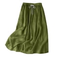 thumbnail image 4 of Dxzfnsa Skirts for Women Casual Flowy High Waist Drawstring Below Knee Midi Skirts Summer Womens Solid Color Elastic Waist Palazzo A-Line Long Skirts with Pockets, 4 of 5