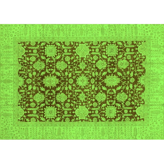 Ahgly Company Indoor Rectangle Oriental Green Traditional Area Rugs, 4' x 6'
