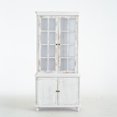 thumbnail image 5 of 77.5'' Tall Vintage Display Cabinet with Double Glass Doors - Traditional Style Hutch for Hallways, Living Rooms & Kitchens - White Washed Finish, 5 of 9