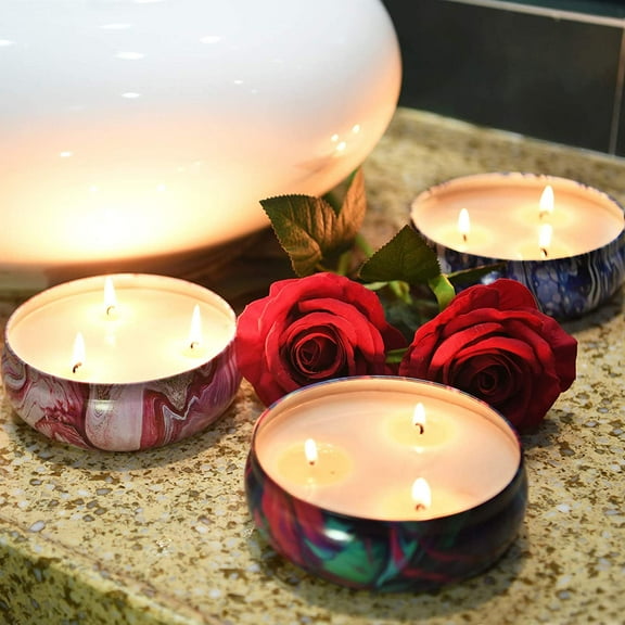 Large Size Scented Candles Gifts Set for Women, 3 x 13.5 Oz Soy Candles Travel Tin with Lilac, Peony & Cherry, Blue Campanula Fragrance Gift for Birthday Mother's Day Christmas Bath Yoga