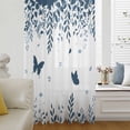 thumbnail image 6 of Blue Spring Botanical Sheer Curtains 63 Inches Long, Weeping Eucalyptus Butterfly Light Filering Curtains, Breathable Simi Curtain Privacy Drapes for Living Room Bedroom Lightweight Window Treatment, 6 of 9