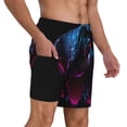 thumbnail image 2 of Sikiie Futuristic Purple Panther Print Men's Double Layer Swimming Trunks, Adjustable Waistband and Pockets Sports Swimming Trunks, Beach Swimwear-3X-Large, 2 of 6