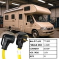 thumbnail image 2 of HIITIO 30 Amp to 50 Amp RV Generator Adapter Cord, 1FT NEMA TT-30P to NEMA 14-50R Adapter, 3 Prong 30A 125V Power Adapter, Heavy Duty for RV, Grip Handle 3750W STW 3/C 10AWG, Yellow, ETL Listed, 2 of 7