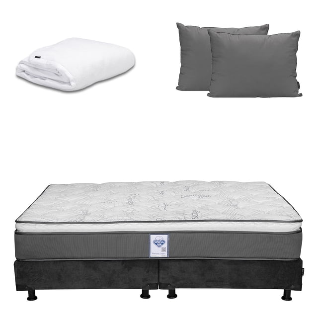 Colchón King Size Prestige Spring Air + Box + Almohada 2Pack + Protector Cloud