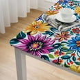 thumbnail image 4 of BANET Decorative Elastic Edged Square Fitted Tablecloth, Colorful Foliage Polyester Indoor Outdoor Fitted Table Cover for Home Kitchen Dining Room Fit Square Table White, 4 of 7