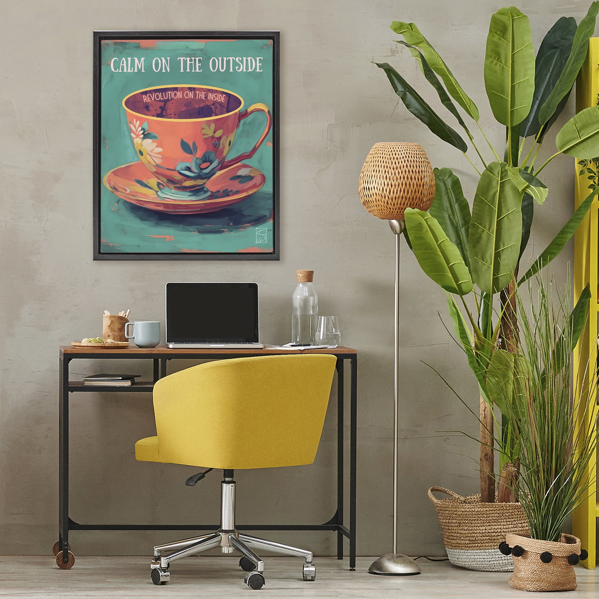 Stupell Industries Revolution On The Inside Black Framed Floater Canvas Wall Art, design by Sara Culpepper