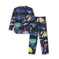 thumbnail image 2 of Kll Sea Inhabitans And Herb Sleepwear Mens Flannel Pajamas,Long Cotton Pj Set, 2 of 9