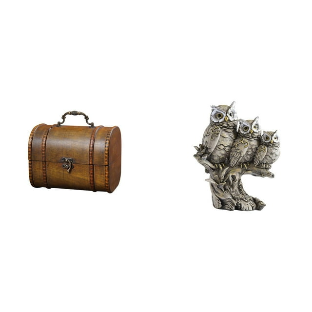 Estuche organizador de joyas,Organizador de joyas de madera para mujeres,hombres y niñas,Caja de almacenamiento decorativa con tapa abatible para guardar objetos pequeños.,Figuras de
