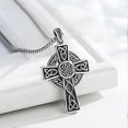 thumbnail image 2 of Irish Celtic Cross Necklace 925 Sterling Silver Cross Pendant Necklace Celtic Viking Jewelry Religious Protective Gift For Men Women Boys, 2 of 4
