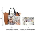 thumbnail image 3 of Women Fashion Handbags Wallet PU Leather Shoulder Tote Bag Top Handle Satchel Purse Set 2pcs with Wallet, 3 of 6