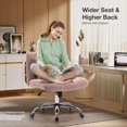 thumbnail image 5 of Glavbiku Modern Wide Cross Legged Home Office Chair with Wheel,Adjustable Height Armless Chair,Pink, 5 of 11