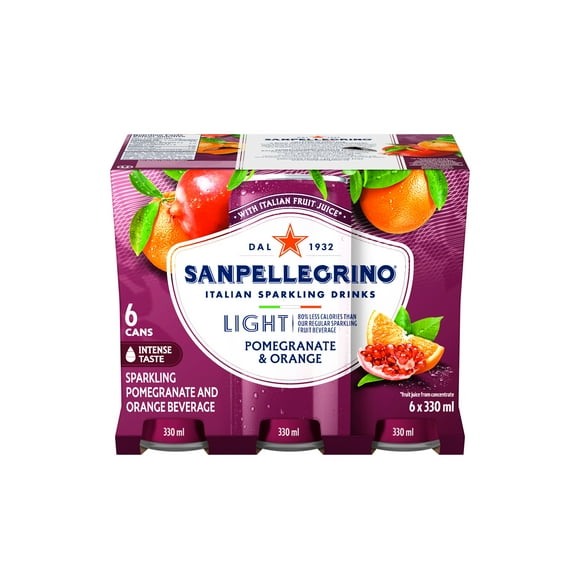 San Pellegrino Light Pomegranate & Orange, Sparkling Fruit Beverage, 25 Calories Per Serving, Made With Real Fruit Juice (From Concentrate), Bold And Flavourful, Crafted in Italy, 2 L