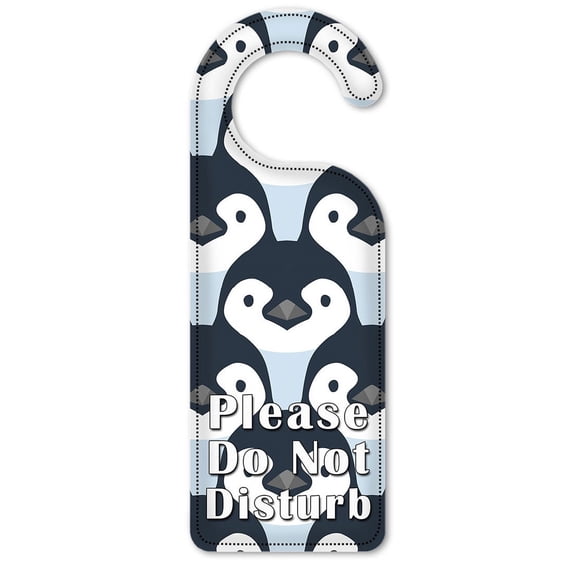 Do Not Disturb Door Knob Hanger Sign - Seamless Penguins