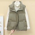 thumbnail image 6 of uublik Puffer Vest Womens Green Lightweight Quilted Sleeveless Stand Collar Zip Up Winter Jackets, 6 of 7