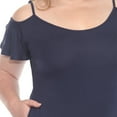 thumbnail image 5 of White Mark Casual Scoop Neck Flutter Sleeve Knee Length Dress, Women's Plus, 1X-3X, 5 of 6