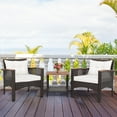 thumbnail image 1 of Gymax 3PCS Patio Conversation Furniture Set PE Rattan Sofa Set W/Wood Top Table, 1 of 10