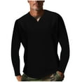 thumbnail image 4 of Yyeselk Mens Long Sleeve Muscle T Shirts Casual V-Neck Regular Fit Basic Lightweight Fitness Gym Workout Pullover Tee Shirts Black XXL, 4 of 8