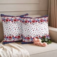 thumbnail image 2 of Red Blue Spring Floral Outdoor Waterproof Pillow Covers, Independence Day Navy Blue Stars Decorative Square Throw Pillowcase Sofa Cushion Sham for Patio/Couch/Chair, 20"x20" 2 Pack, 2 of 8