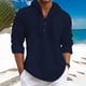 thumbnail image 1 of pstuiky camisetas de manga larga para hombre, Blusa con capucha de manga larga con botones y cordón ajustable para hombre top de hombre xl, 1 of 6