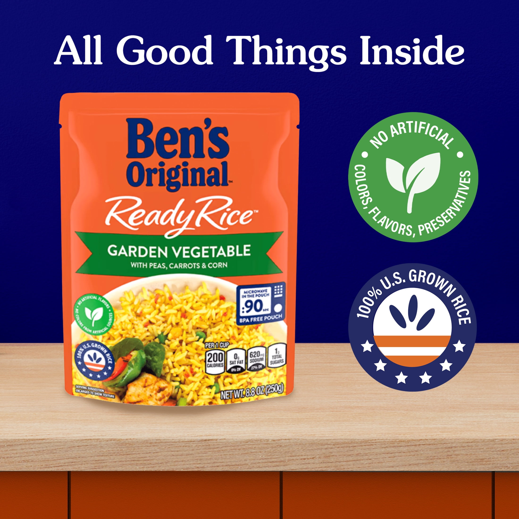 (12 pack) Ben's Original Ready Rice Garden Vegetable Flavored Rice, Easy Dinner Side, 8.8 Ounce Pouch