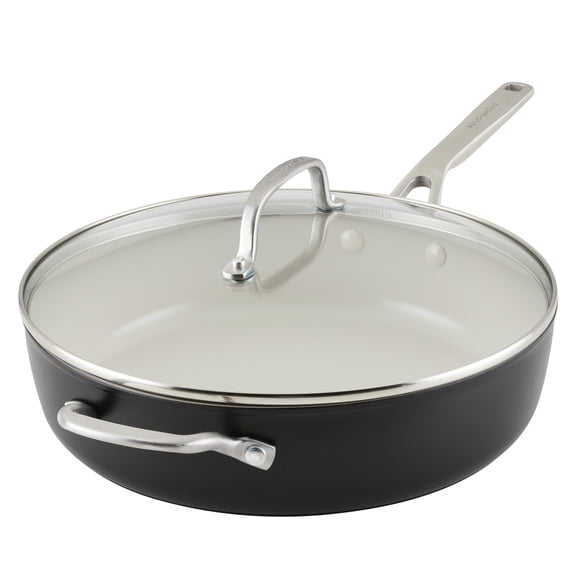 KitchenAid Hard Anodized Ceramic Nonstick Sauté Pan with Lid, 5-Quart, Pistachio
