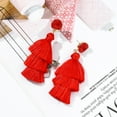 thumbnail image 4 of Rave Envy Layered Tassel 3 Tier Bohemian Red Dangle Drop Earrings, 4 of 6