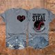 thumbnail image 2 of Camisetas de Manga Corta para Mujeres Beisbol Amor Doble Cara Impresión Cuello Redondo Camiseta, Top de Verano Casual, 2 of 3