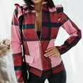 thumbnail image 2 of Womens Long Sleeve Casual Plaid Printed Zip up Jackets Coat Ruffle Basic Simple Fashion Fall Outerwear for Women, 2 of 6
