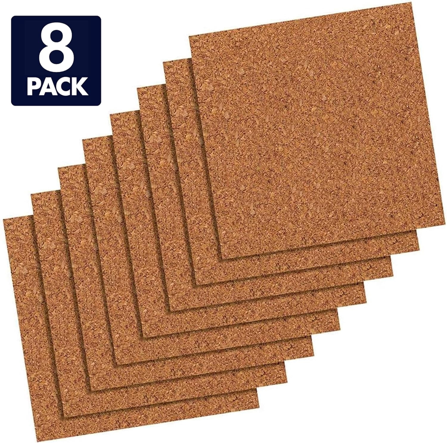 Cork Tiles, Bulletin Board Cork Panels 12" x 12" x 3/16", Natural, 8 Pack (108)