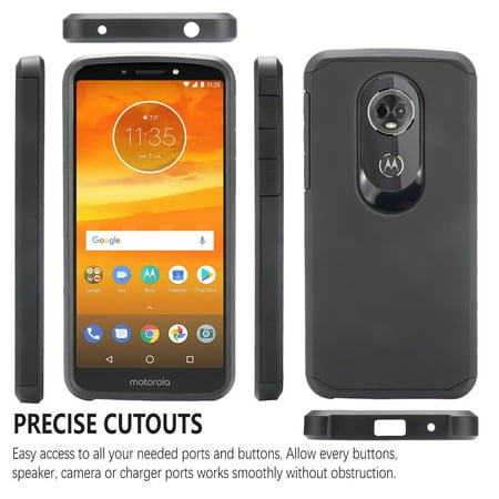 Motorola Moto E5 Plus Case, STARSHOP Drop Protection Dual Layers Phone Cover - Black